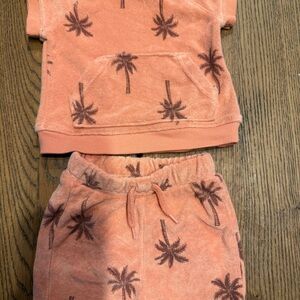Old Navy, Peach Palm Tree Terry Two-Piece Set